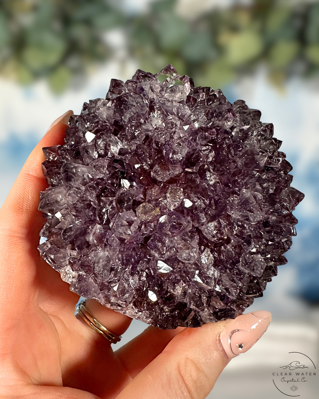 Uruguayan Amethyst on Custom Stand: Deep Berry Bloom