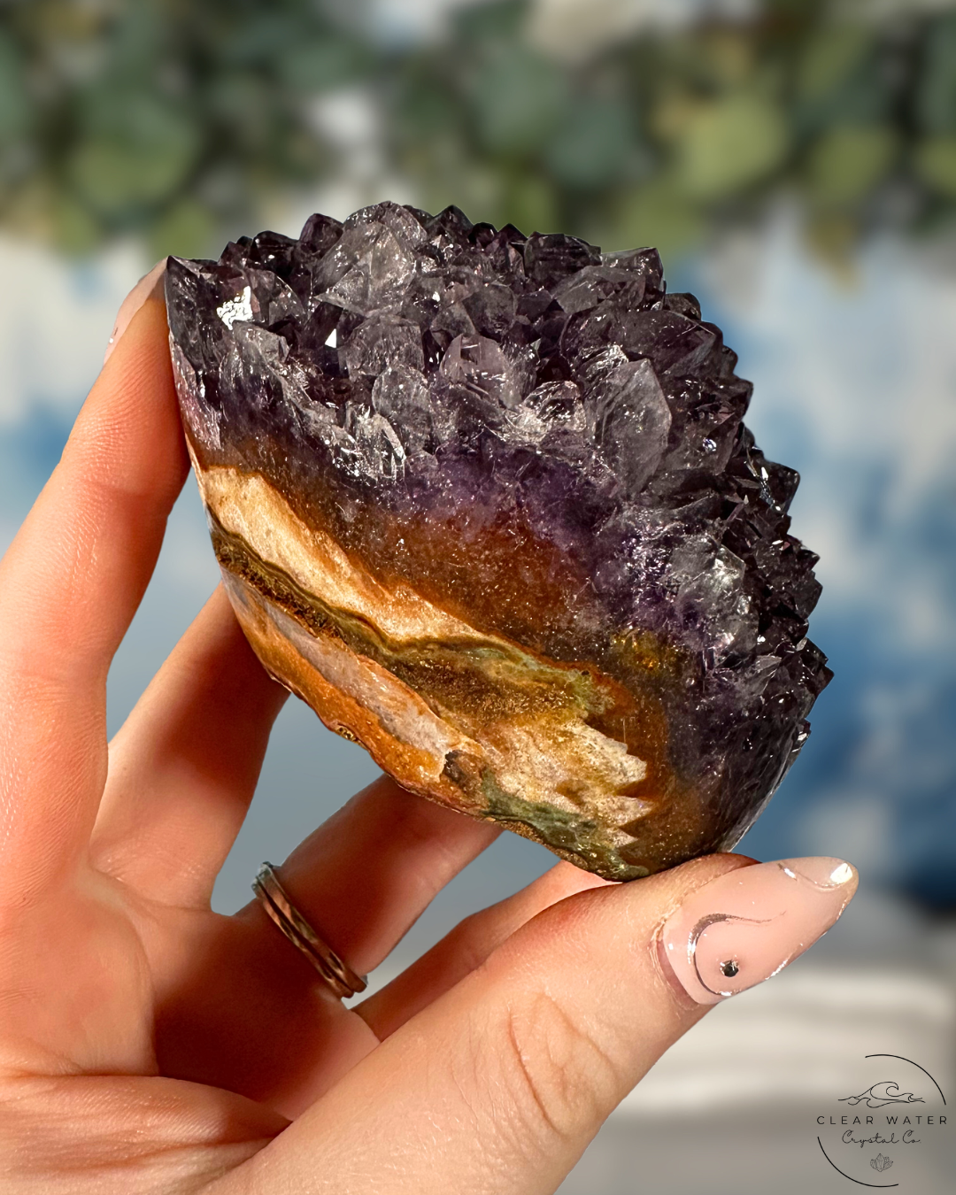 Uruguayan Amethyst on Custom Stand: Deep Berry Bloom