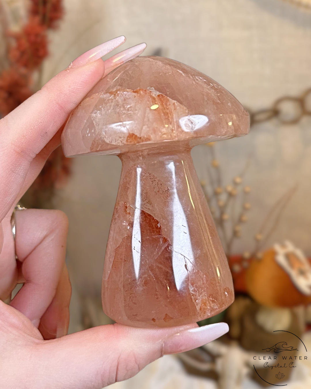 Fire Quartz Mushroom Carving- Madagascar