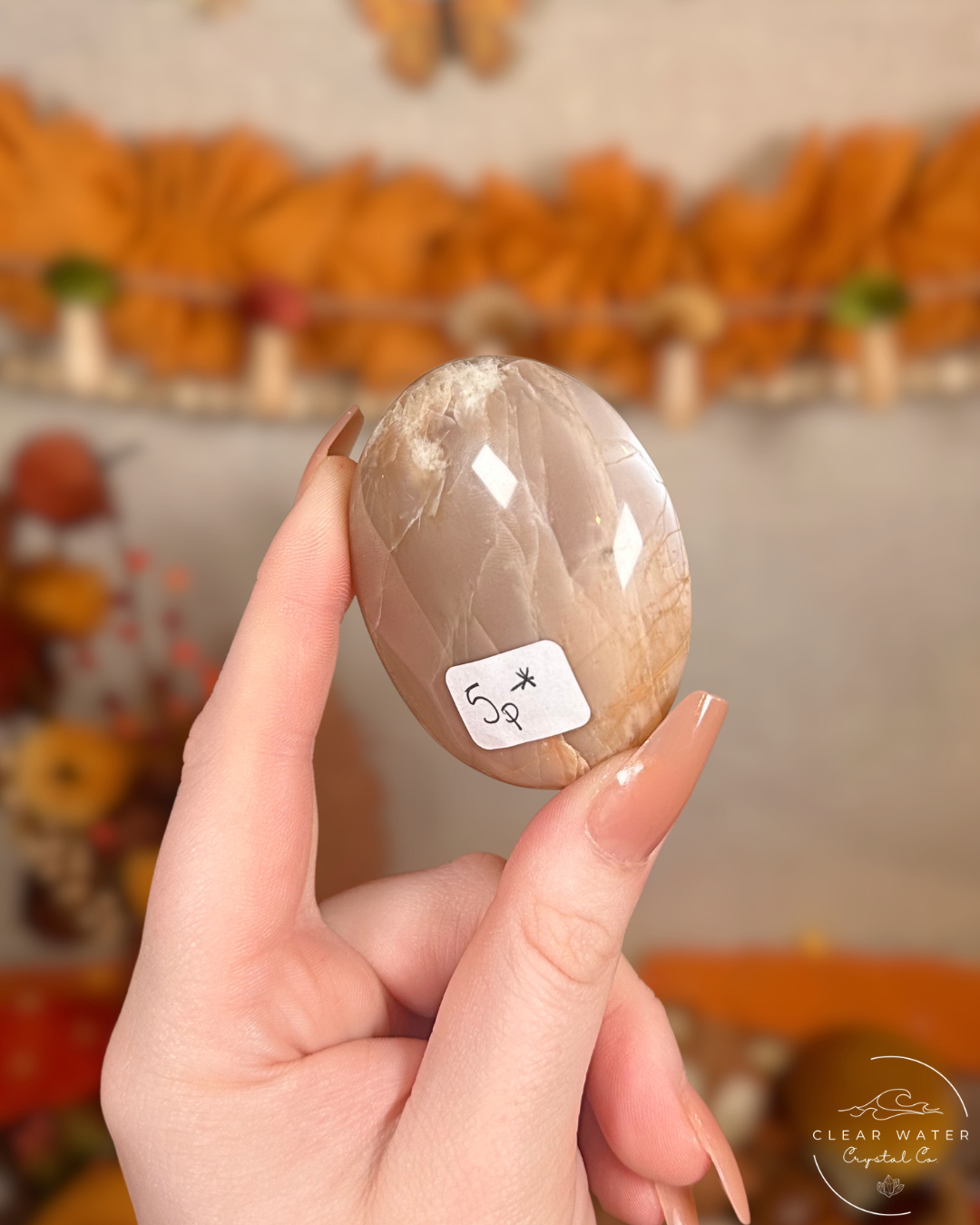 Peach Moonstone Palmstone- Hearthlight