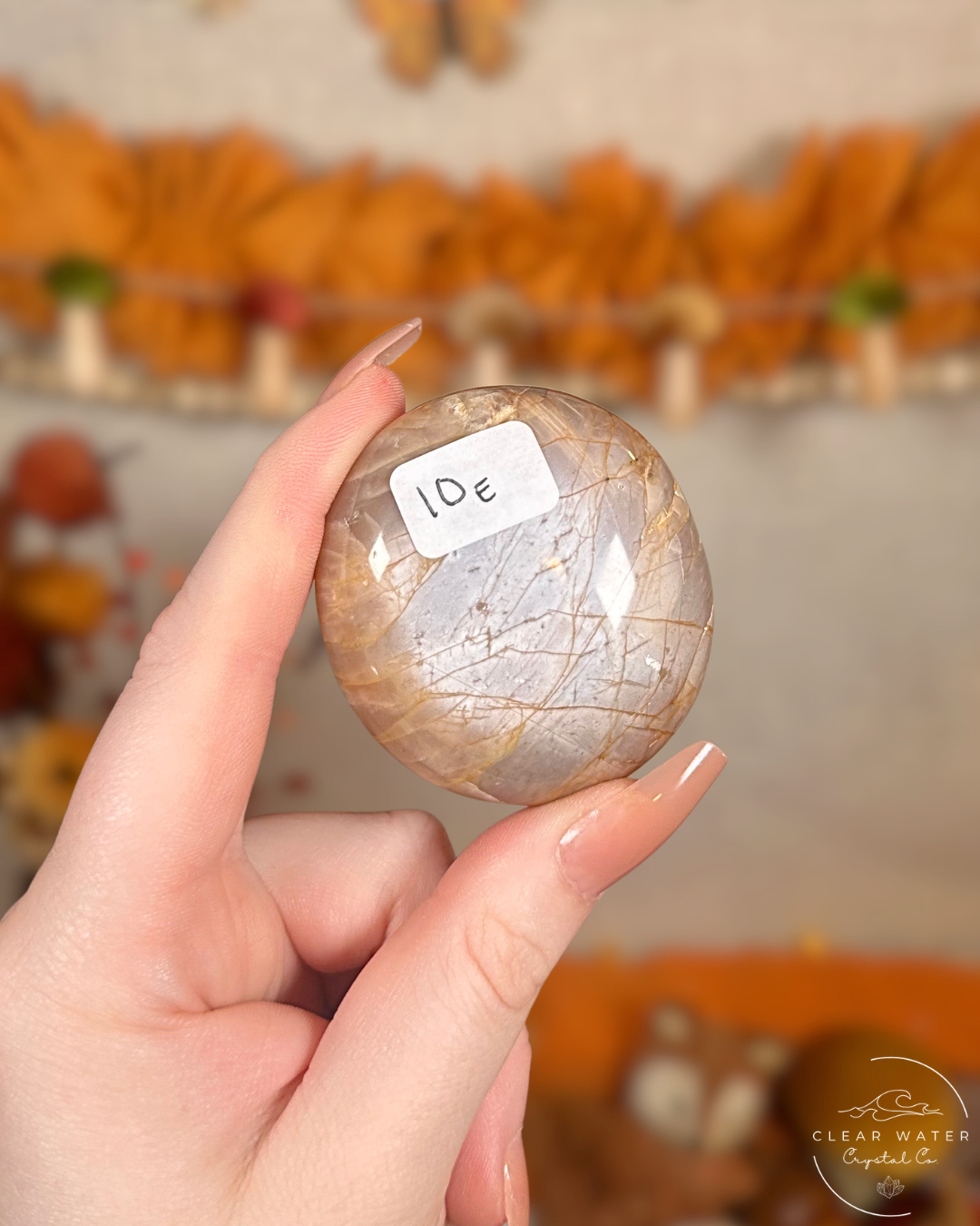 Peach Moonstone Palmstone- Hearthlight