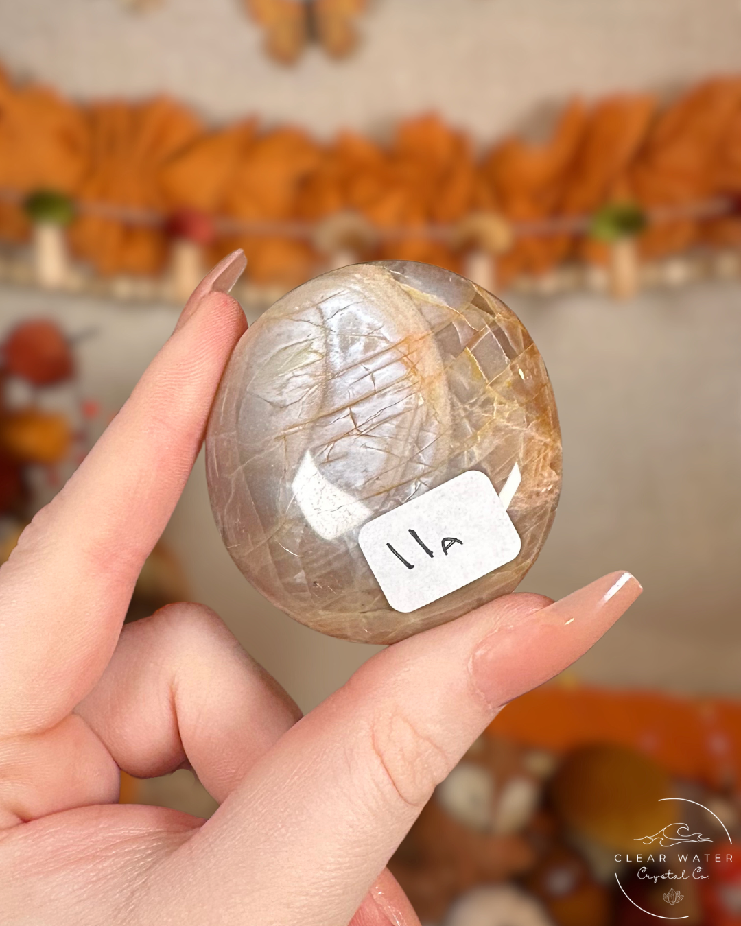 Peach Moonstone Palmstone- Hearthlight