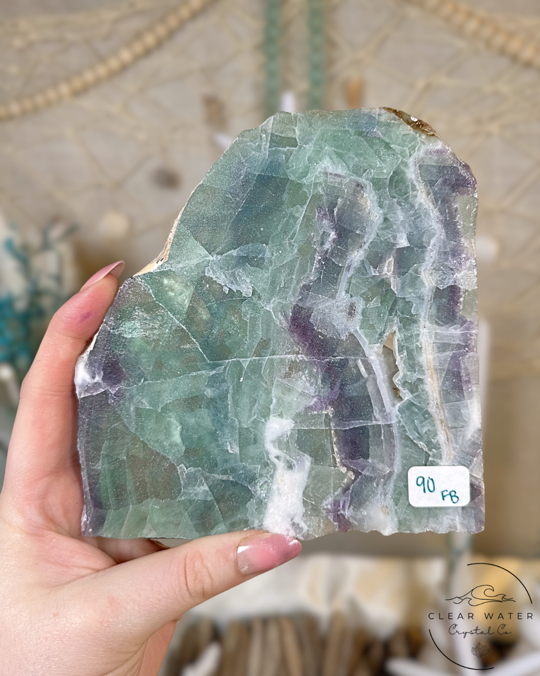Large Mexican Fluorite slab- Seaglass Shore
