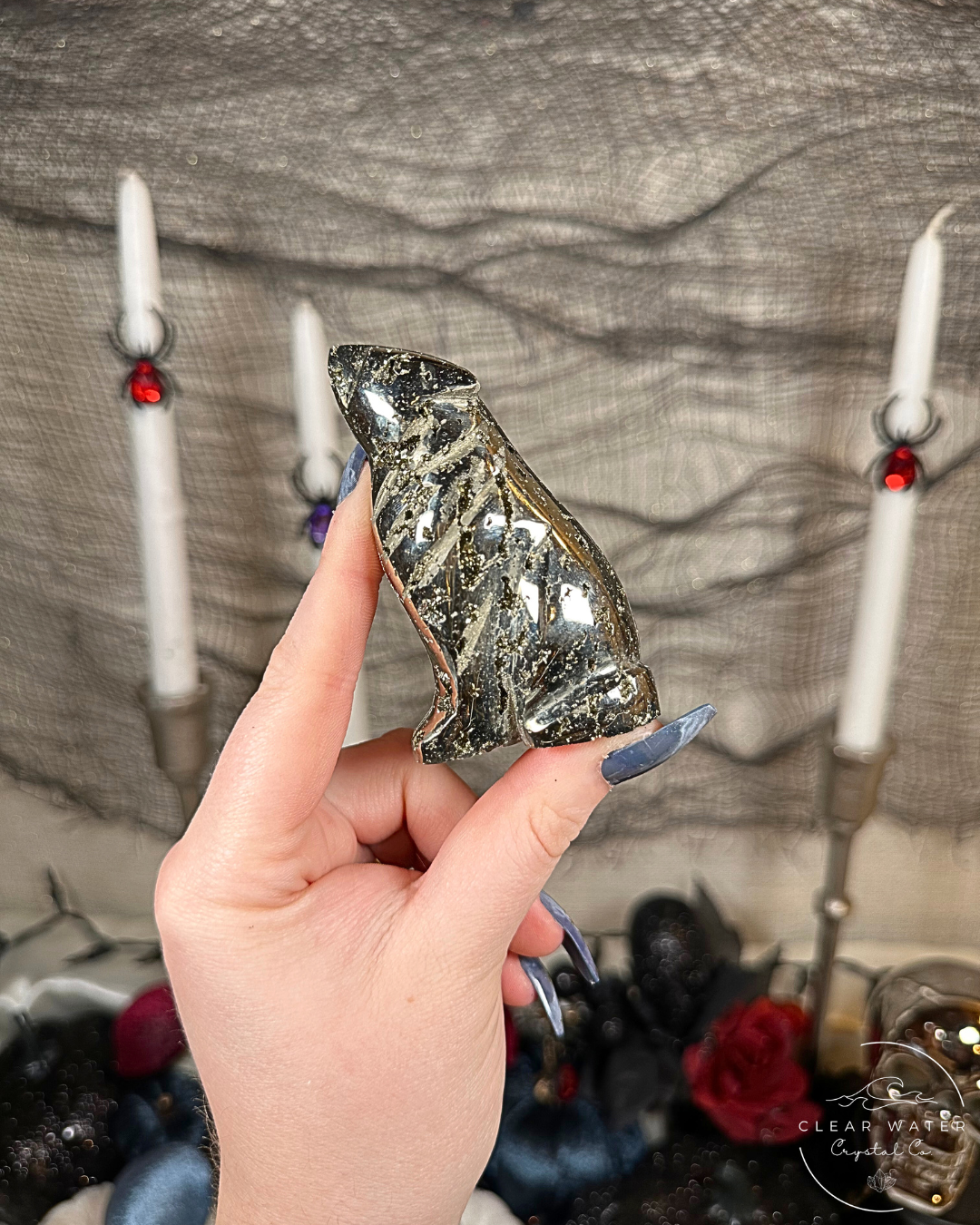 Pyrite Wolf Carvings
