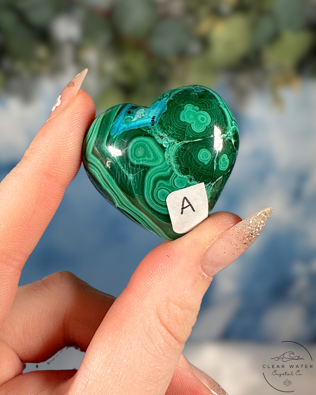 Malachite & Chrysocolla Heart Carvings - Emotional Release & Empowered Communication
