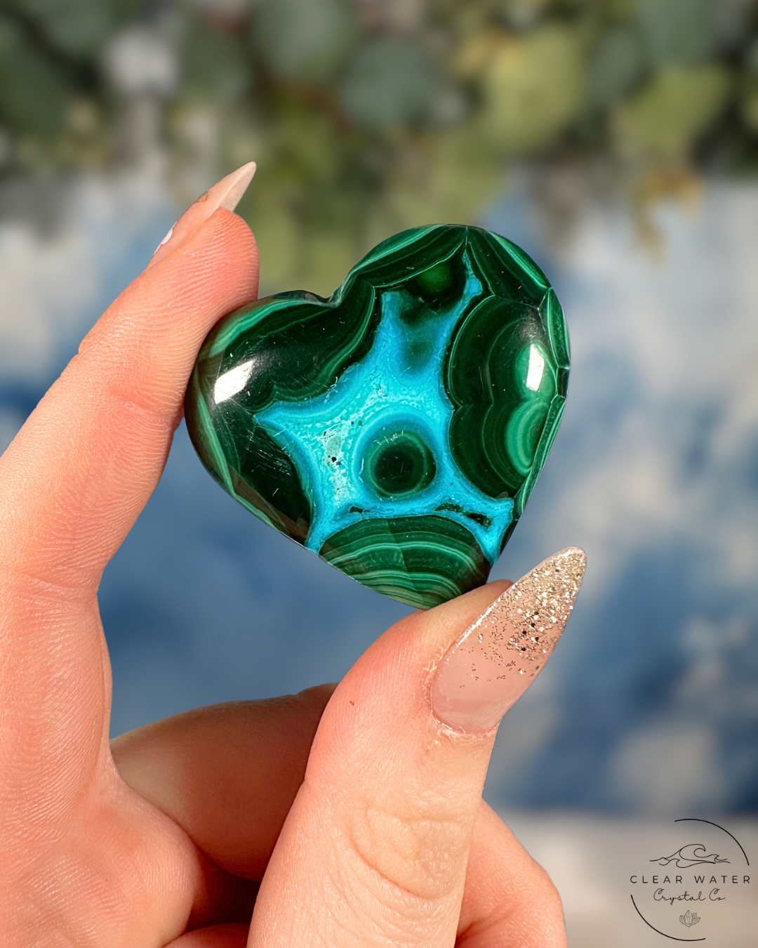 Malachite & Chrysocolla Heart Carvings - Emotional Release & Empowered Communication