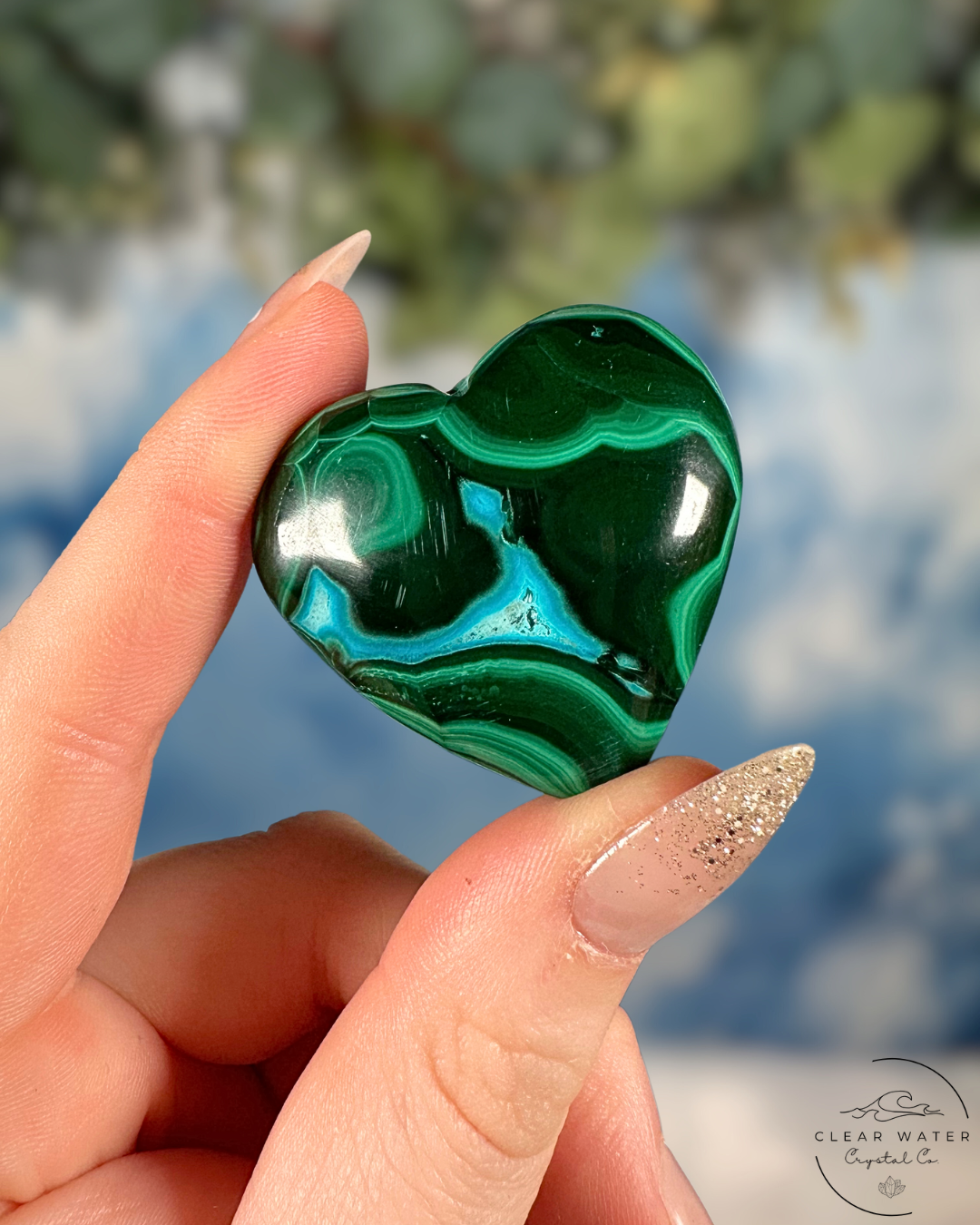Malachite & Chrysocolla Heart Carvings - Emotional Release & Empowered Communication