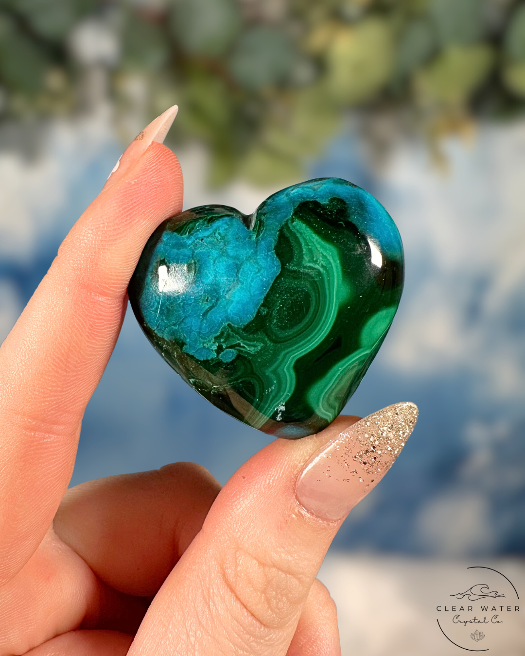 Malachite & Chrysocolla Heart Carvings - Emotional Release & Empowered Communication