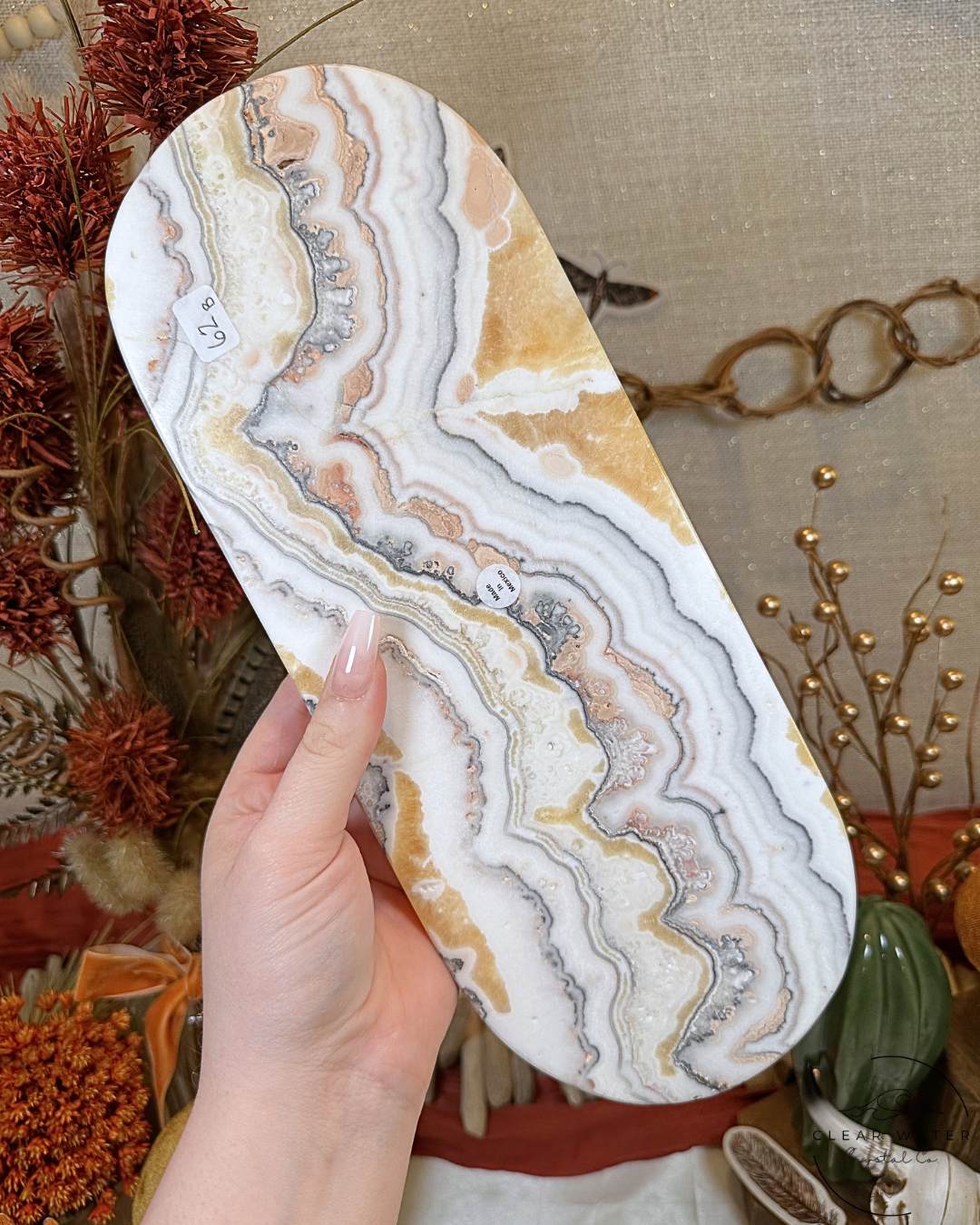Large Orange/Zebra Calcite Tray- Mexico
