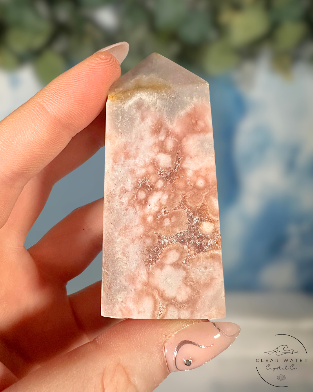 Blooming Heart Tower: Flower Agate & Pink Amethyst Synergy