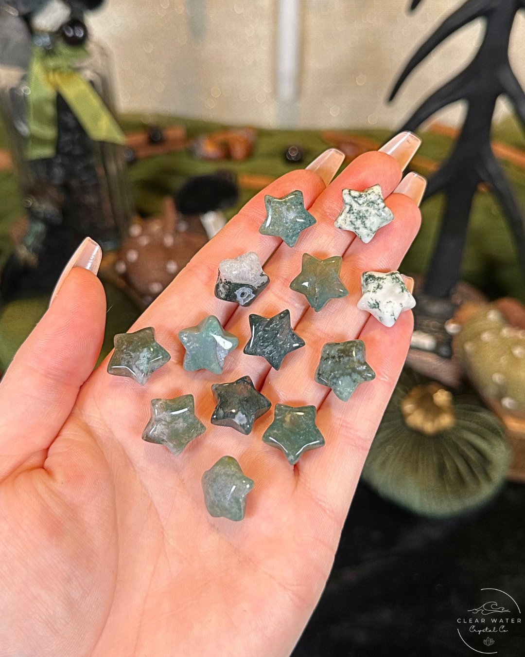 Moss Agate Mini Star