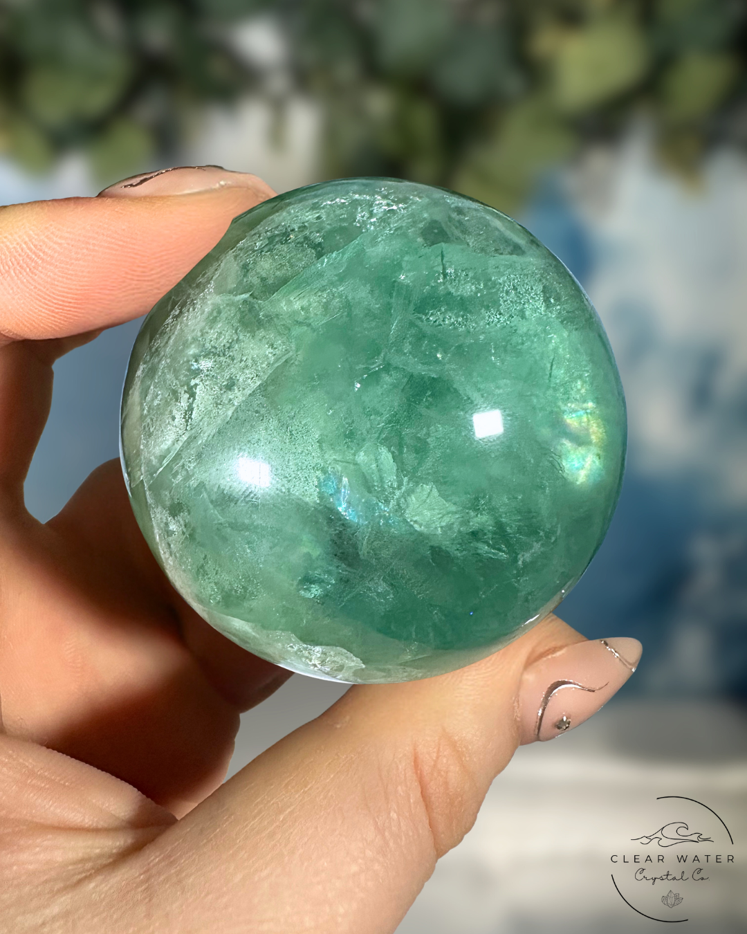 Serene Emerald Fluorite Sphere