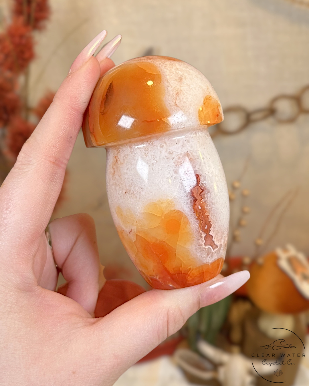 Carnelian Mushroom Carving- Madagascar