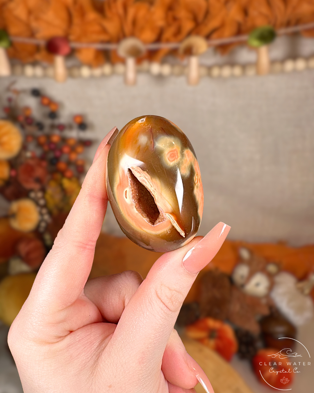 Orca Agate & Carnelian Palmstones – Madagascar