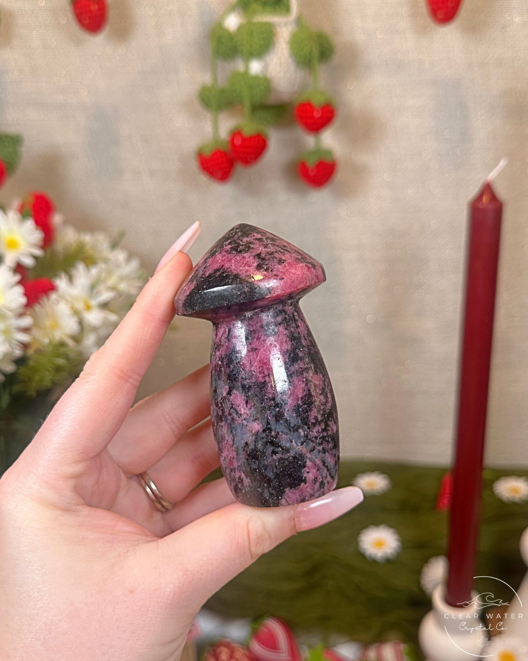Rhodonite Mushroom Carving | Madagascar