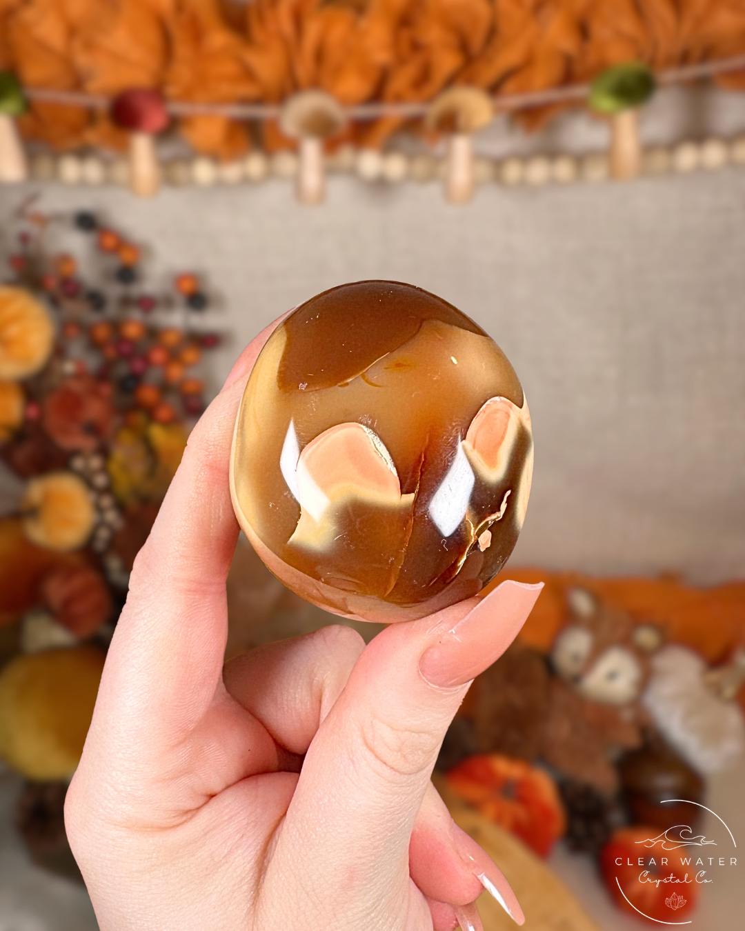 Orca Agate & Carnelian Palmstones – Madagascar