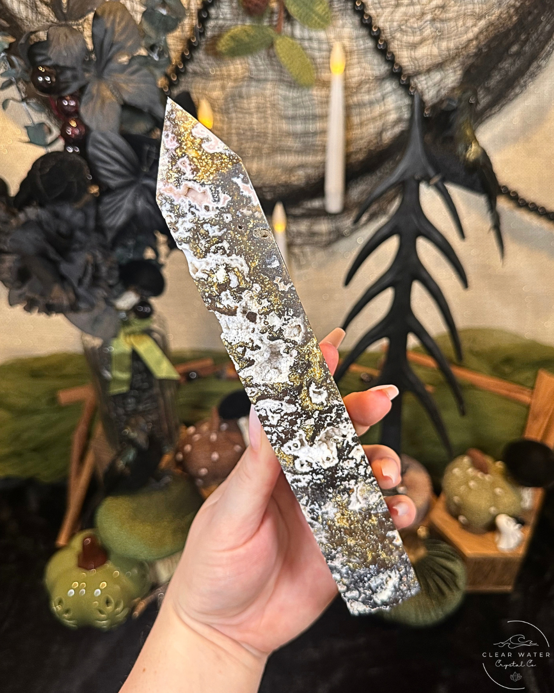 Large Sea Jasper Druzy Tower | China