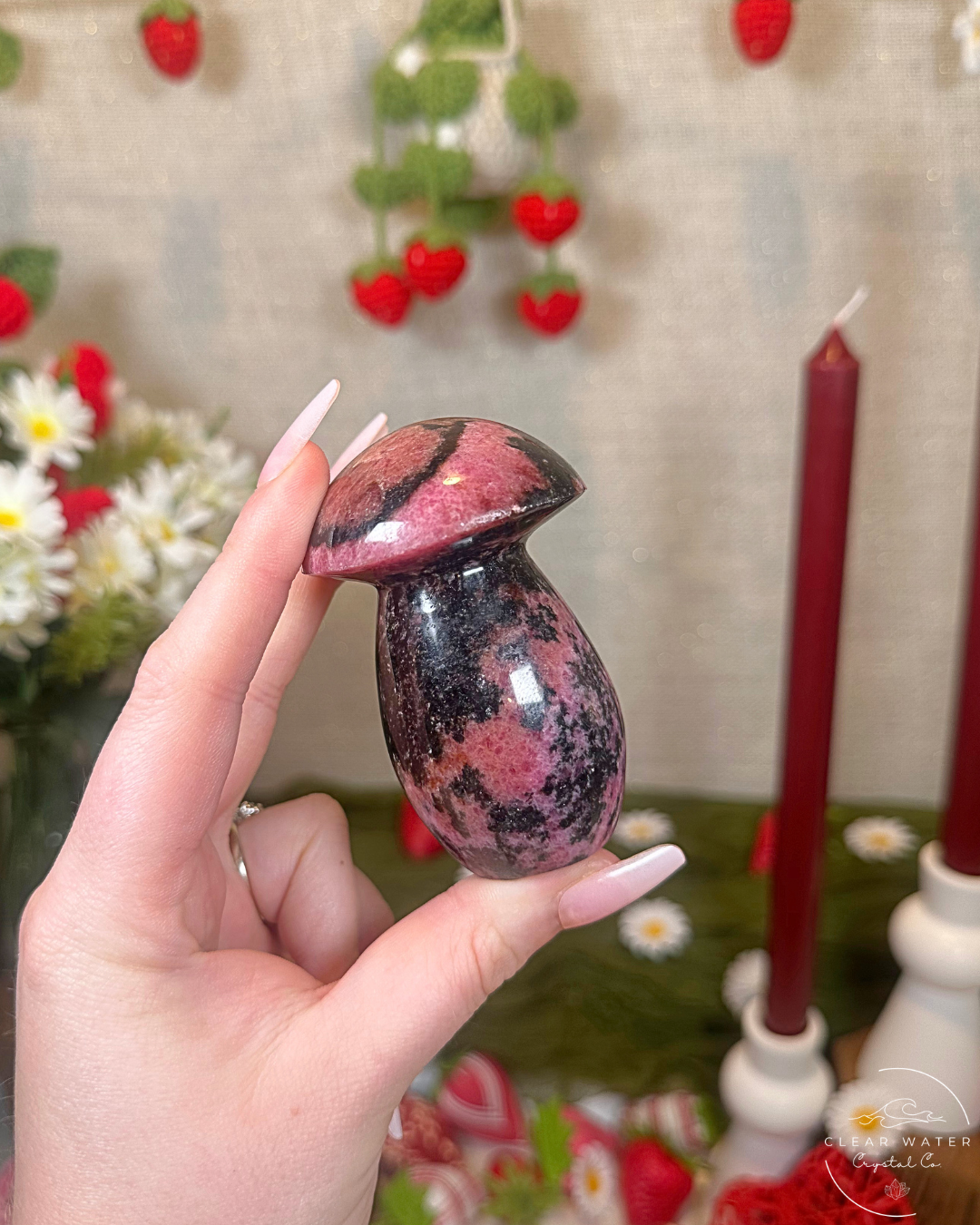 Rhodonite Mushroom Carving | Madagascar