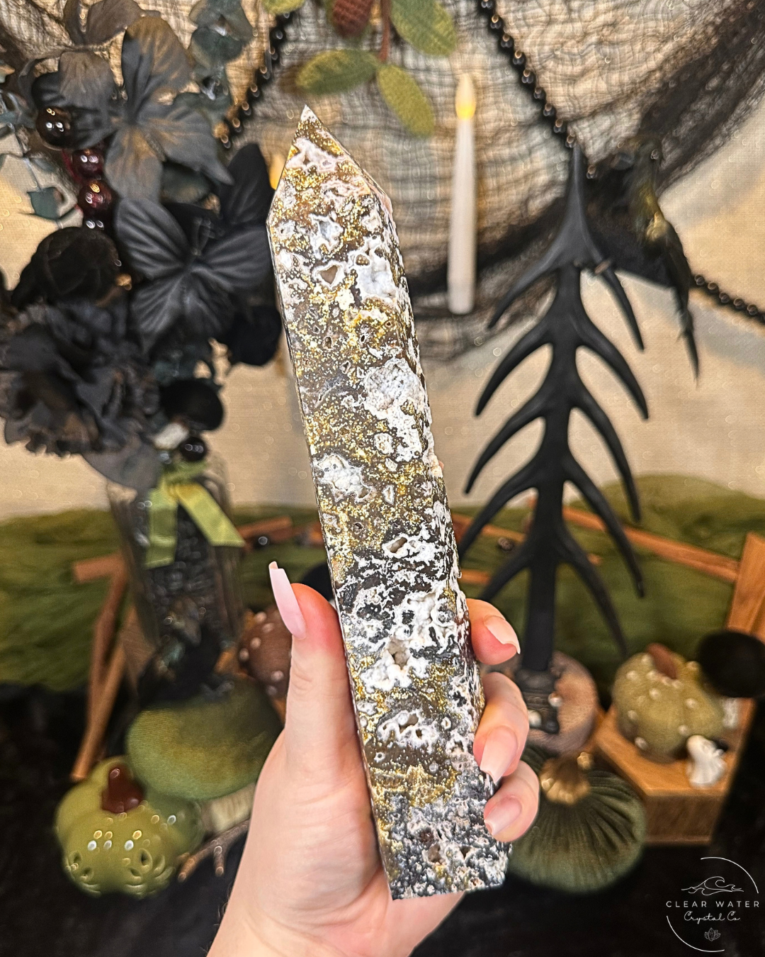 Large Sea Jasper Druzy Tower | China
