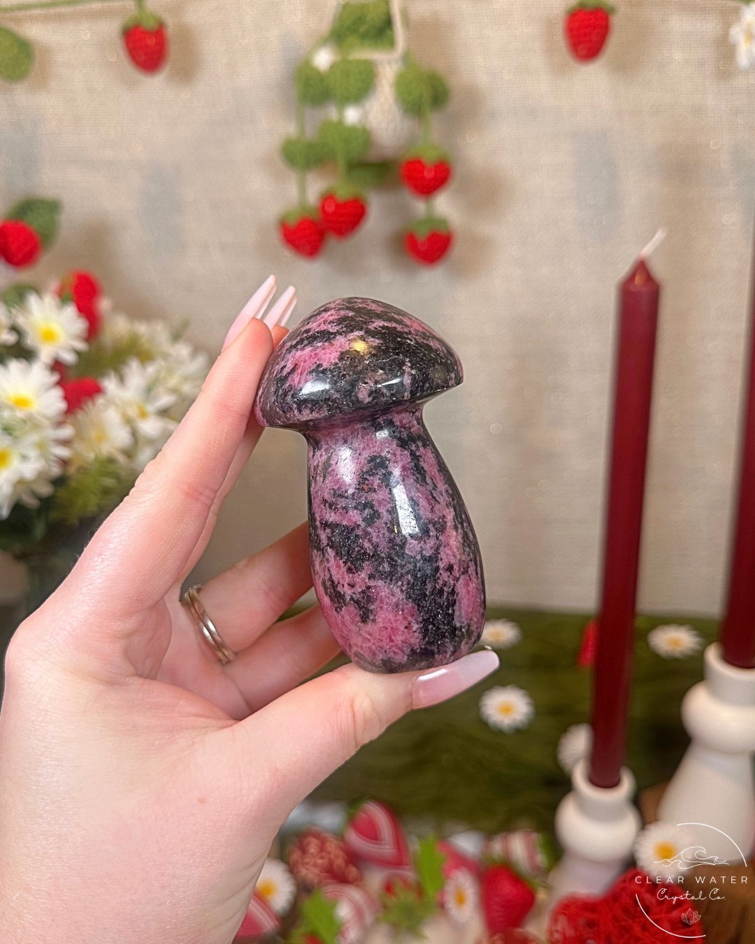 Rhodonite Mushroom Carving | Madagascar