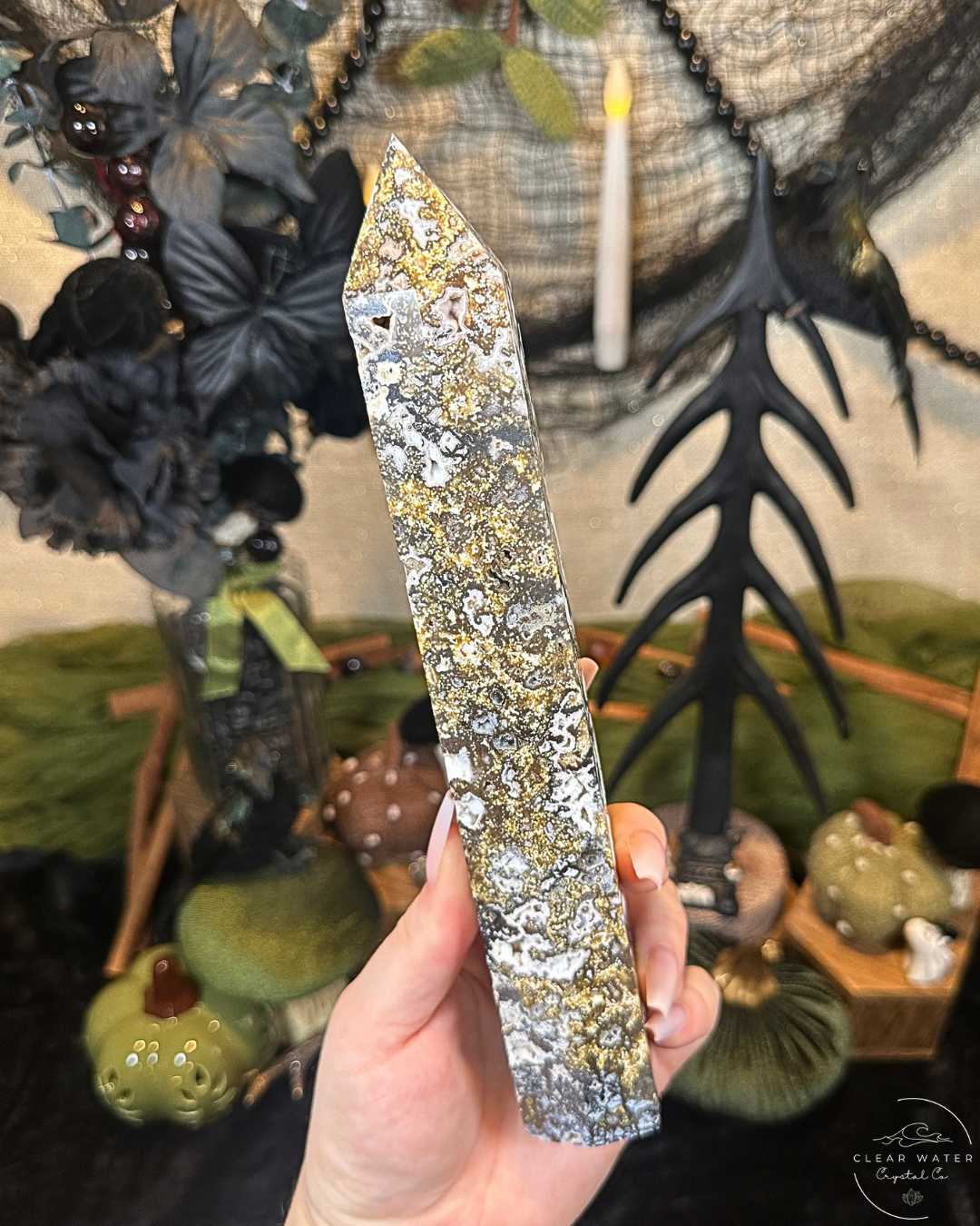 Large Sea Jasper Druzy Tower | China