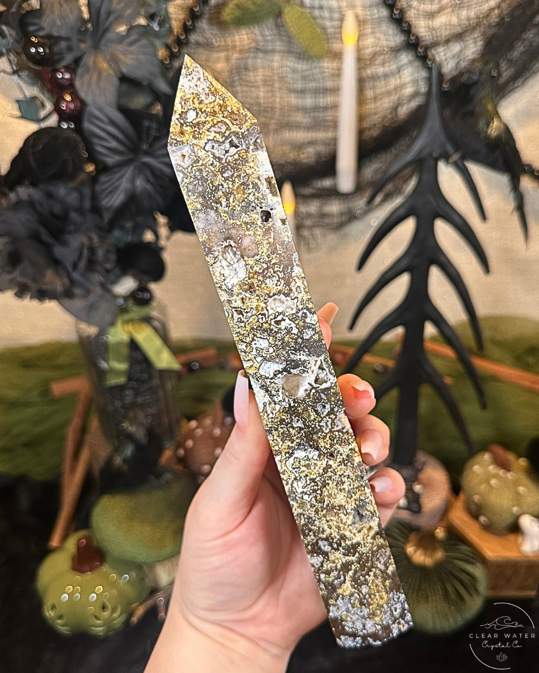 Large Sea-Jasper Druzy Tower | China