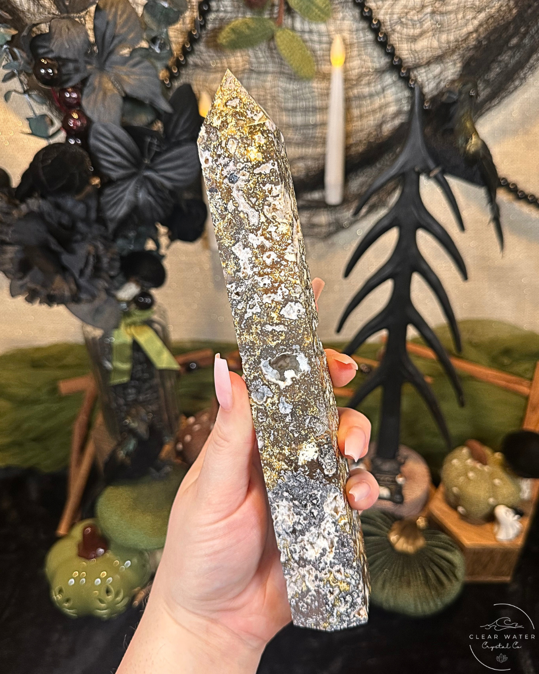 Large Sea-Jasper Druzy Tower | China