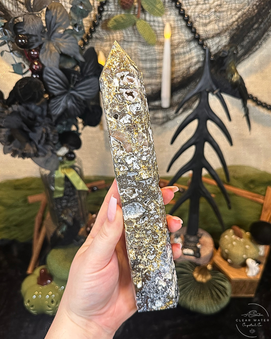 Large Sea-Jasper Druzy Tower | China