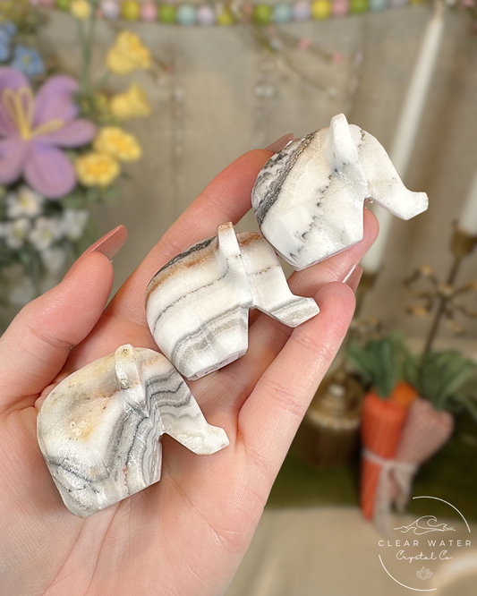 Zebra Calcite Elephant Carving – Mexico