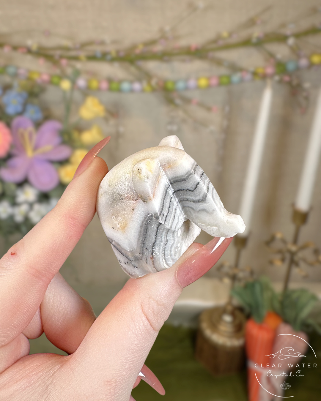 Zebra Calcite Elephant Carving – Mexico