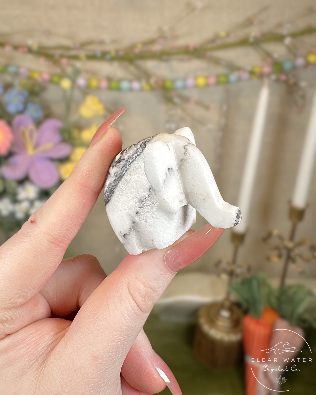 Zebra Calcite Elephant Carving – Mexico