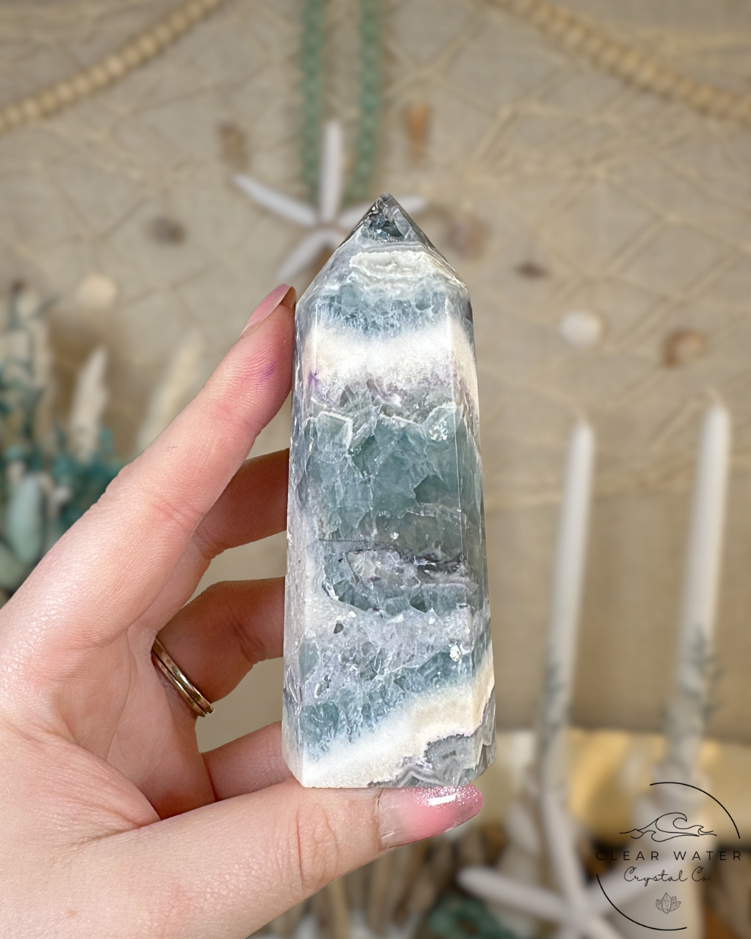 Silky Blue Flourite Tower- China