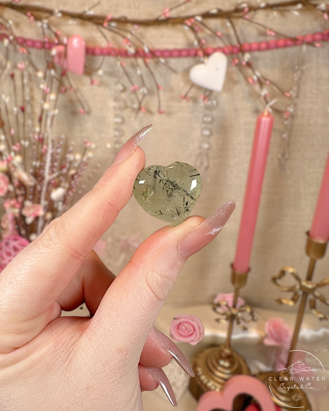 Mini Prehnite Hearts – India