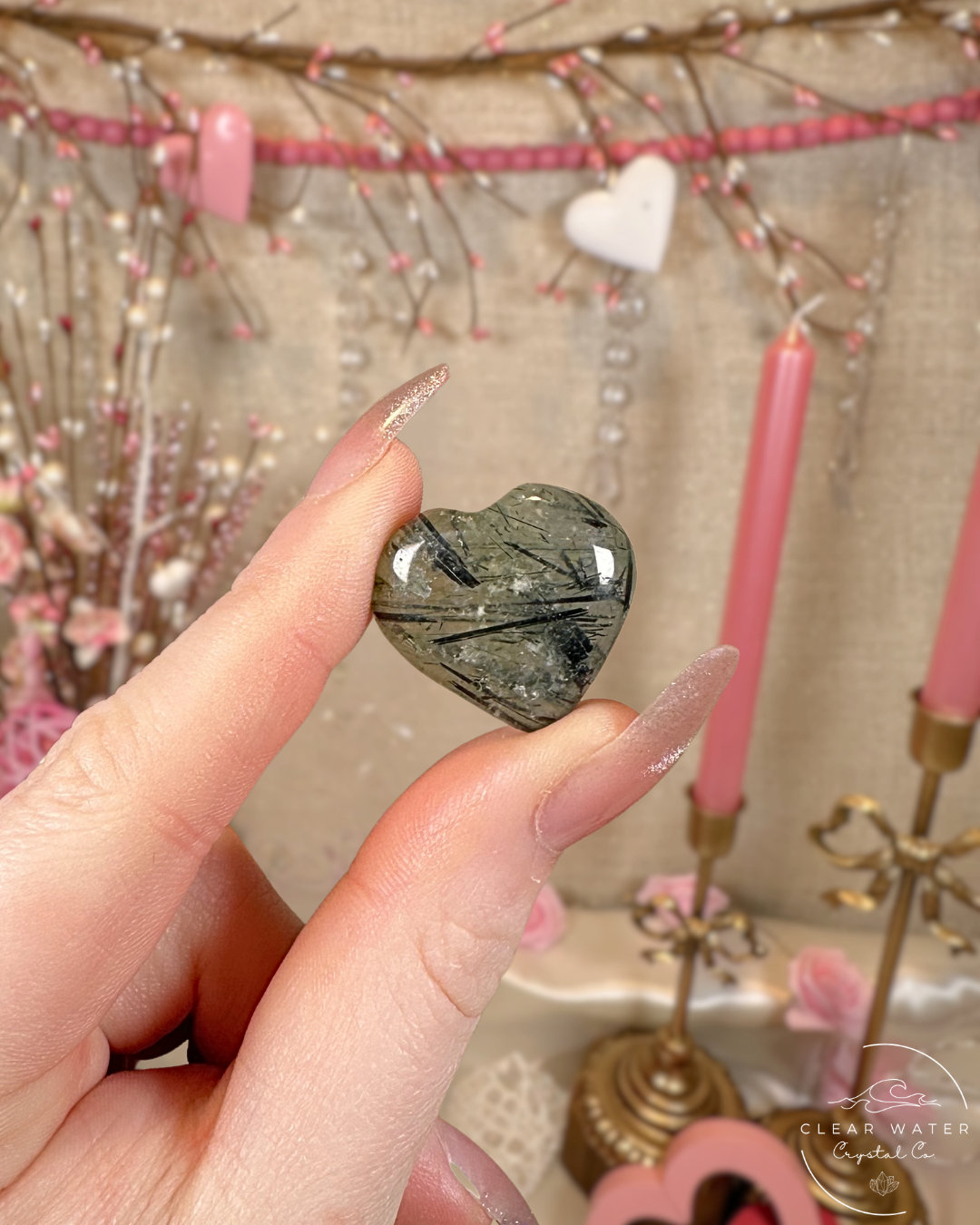 Mini Prehnite Hearts – India