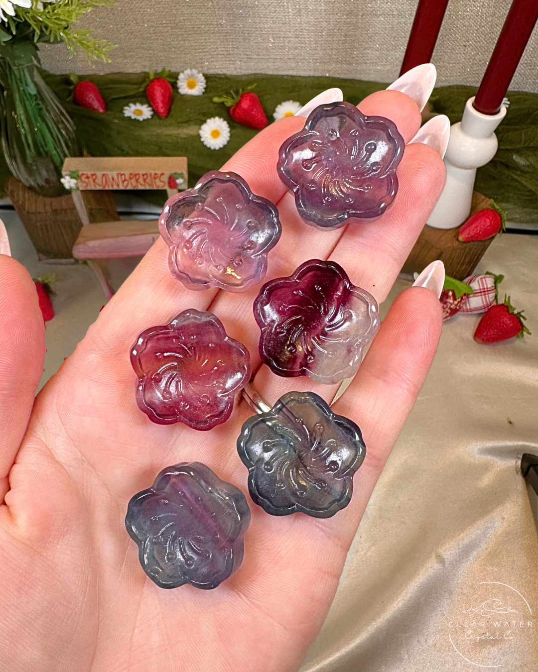 Mini Fluorite Flower Trinket Dish/Textured Worry Stone
