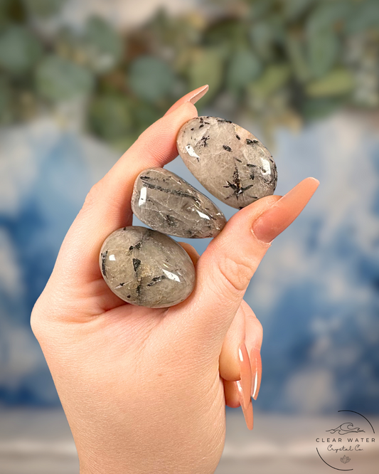 Tourmalated Quartz Tumbles - Grounding Energy with Powerful Clarity