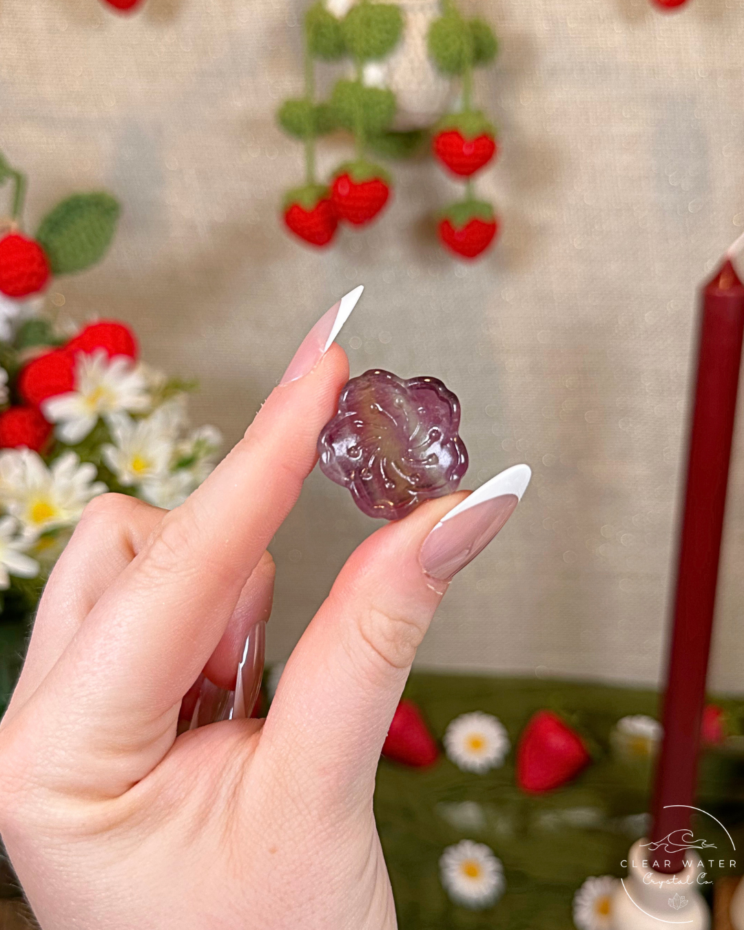 Mini Fluorite Flower Trinket Dish/Textured Worry Stone