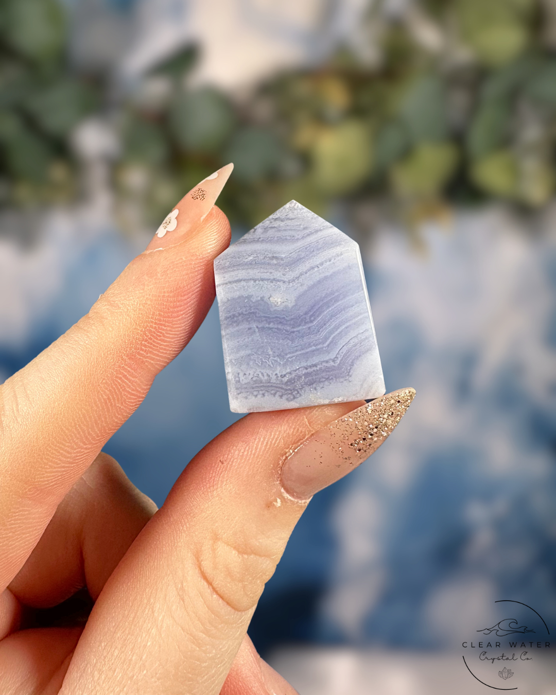Mini Blue Lace Agate Tower - Gentle Calm & Clear Expression