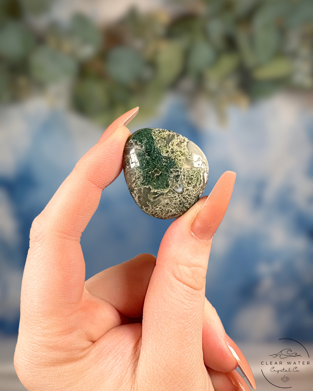 Moss Agate Tumble Stones: Grounded Growth