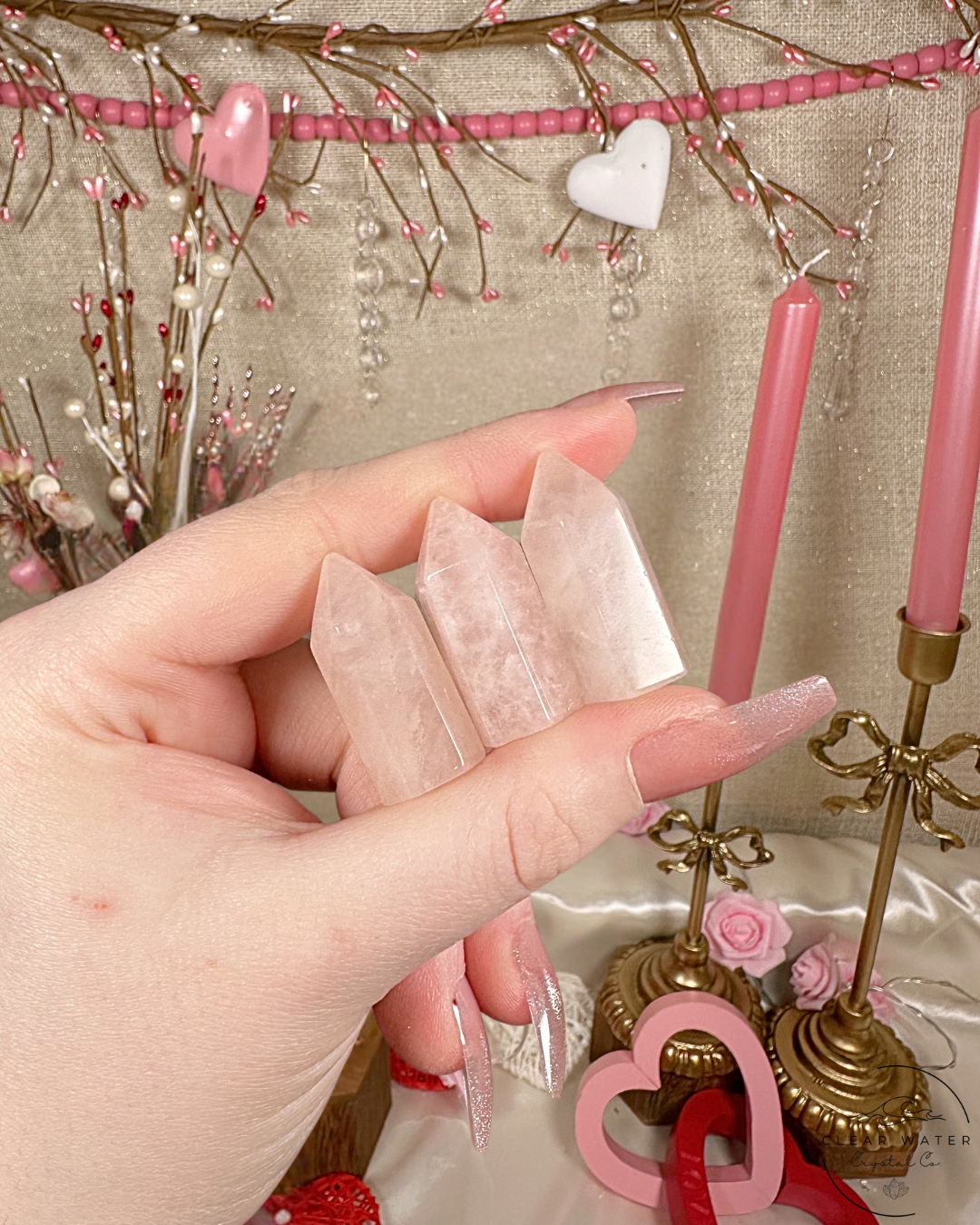 Mini Rose Quartz Towers