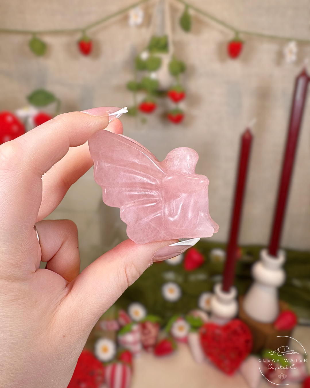 Rose Quartz Fairy Carvings