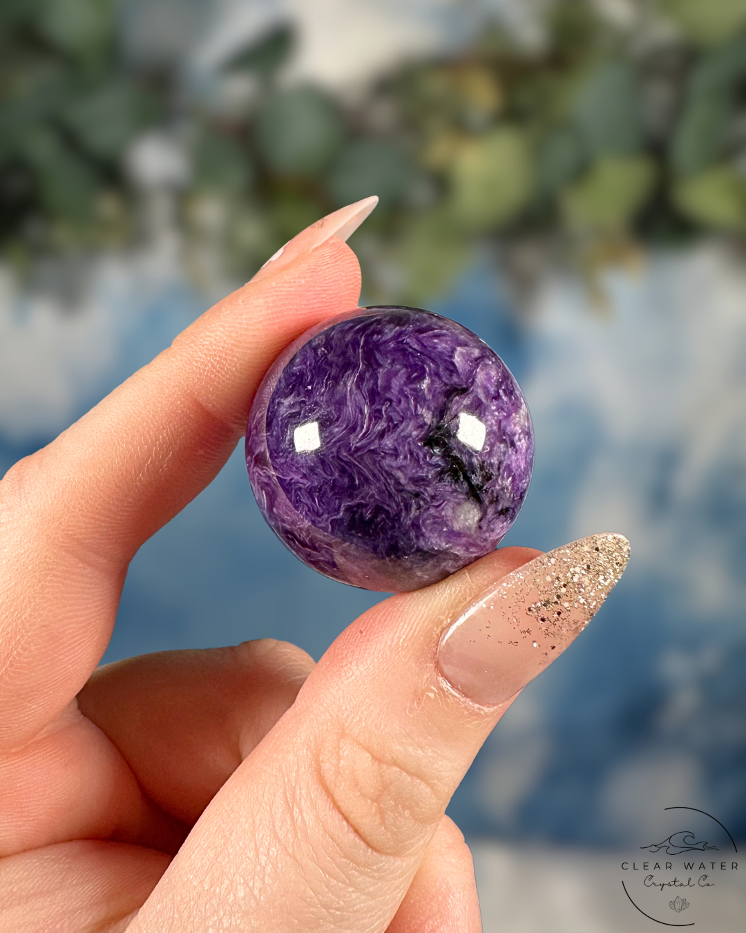 Charoite Sphere from Russia: Royal Radiance