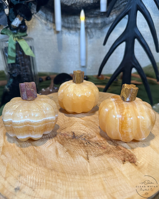 Orange Calcite Pumpkin Carving | Mexico