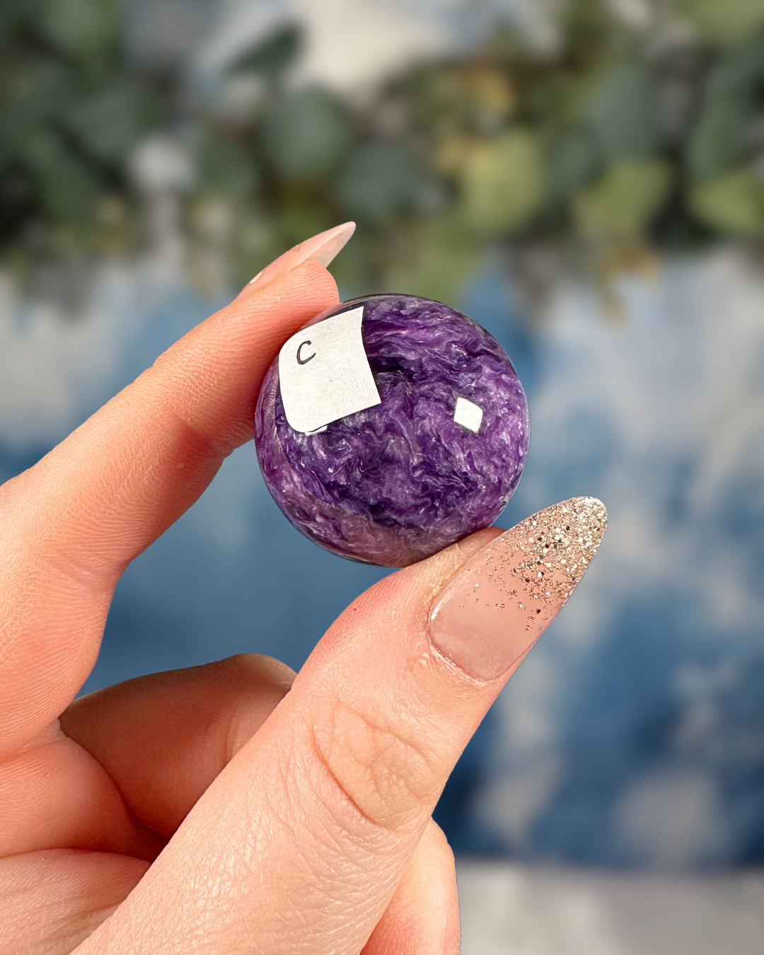 Charoite Sphere from Russia: Royal Radiance