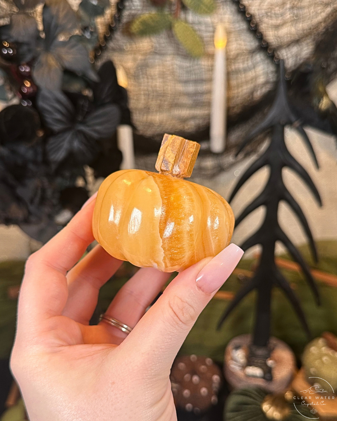 Orange Calcite Pumpkin Carving | Mexico