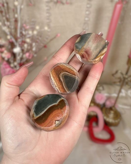Half Polished Polychrome Jasper Buttons