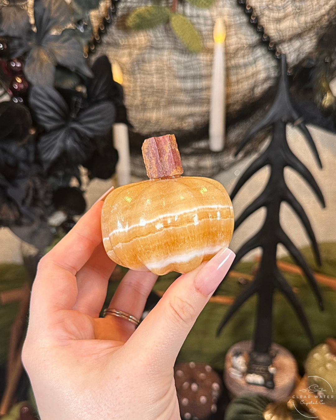 Orange Calcite Pumpkin Carving | Mexico