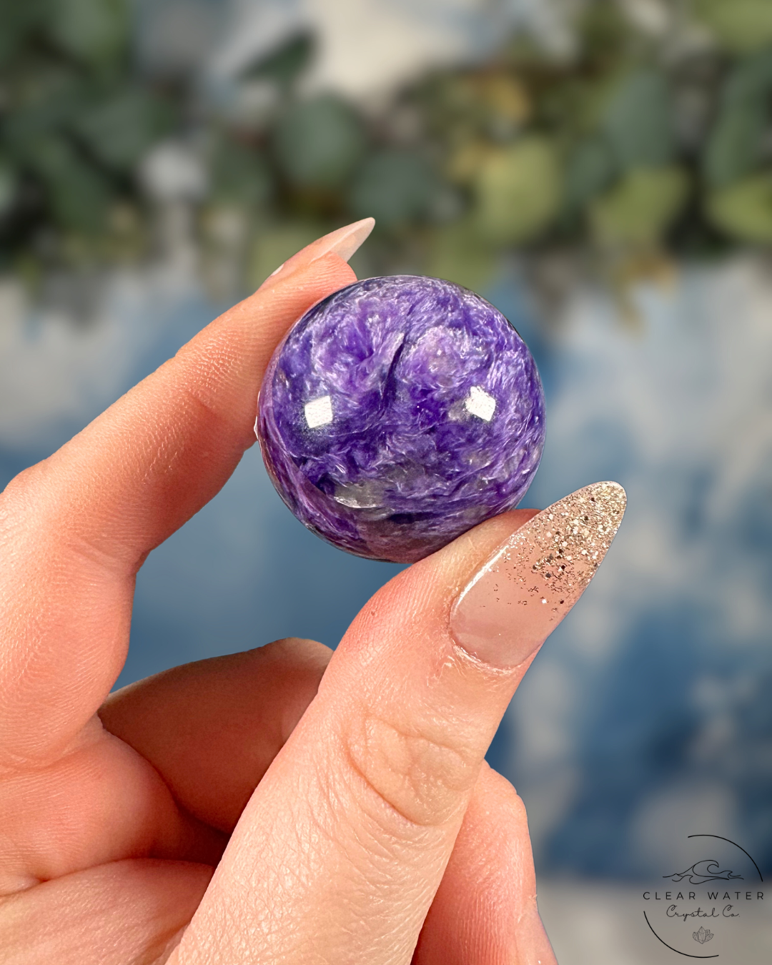 Charoite Sphere from Russia: Royal Radiance