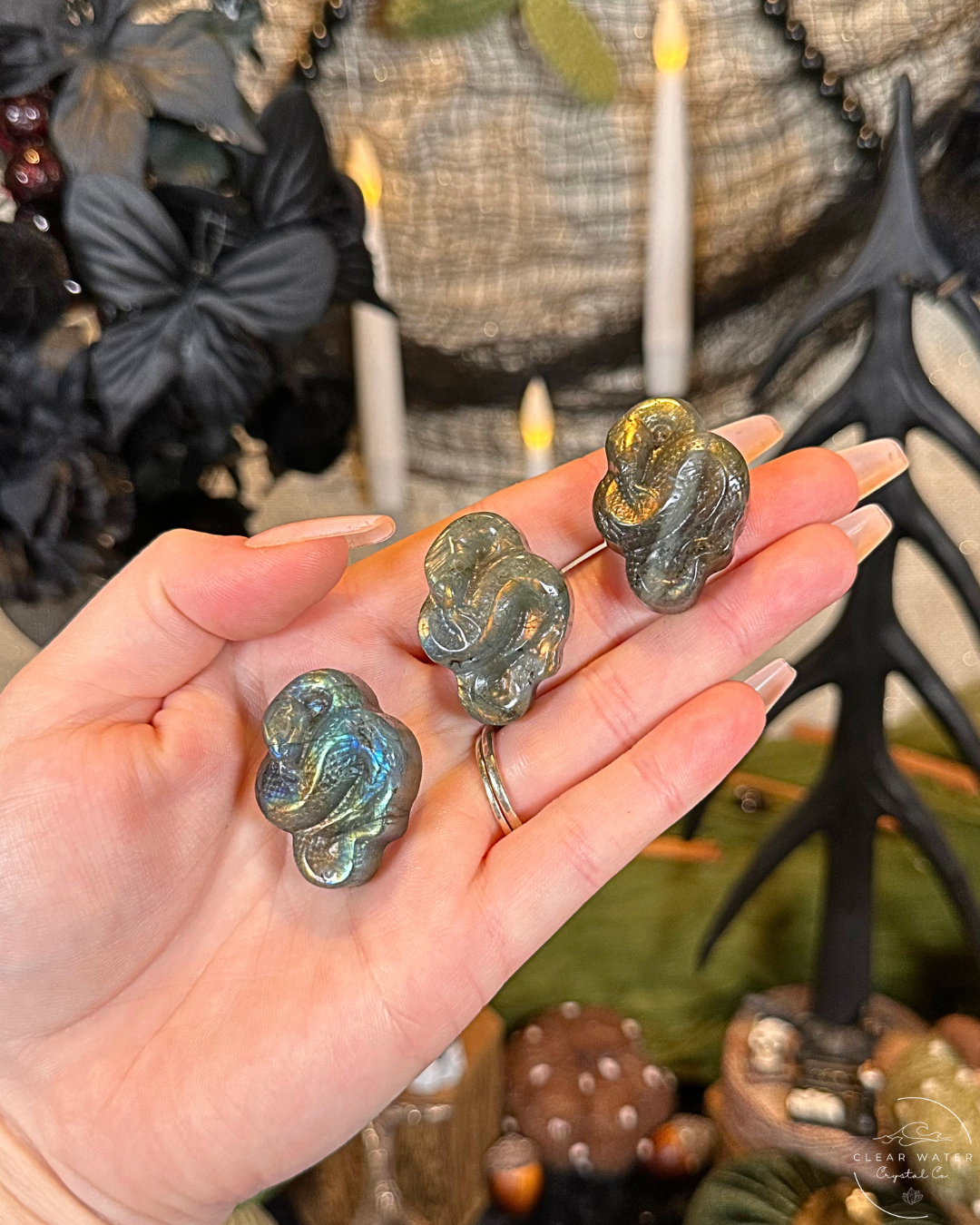 Labradorite Snake Carving