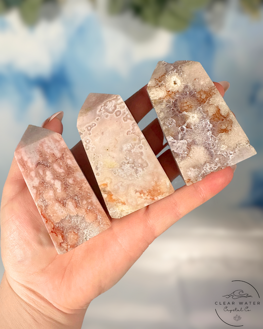 Blooming Heart Tower: Flower Agate & Pink Amethyst Synergy